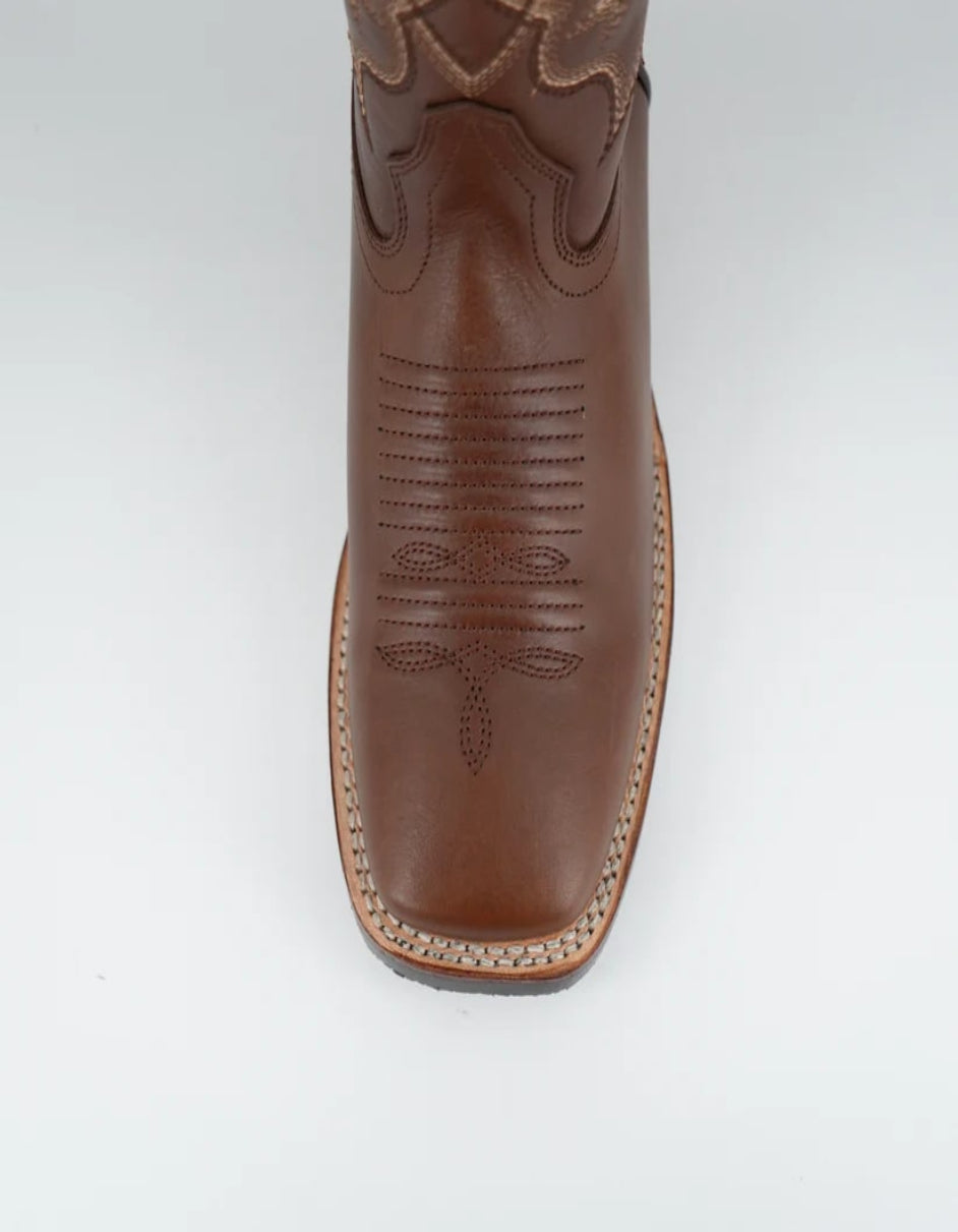 Los Altos Men's Brown Genuine Pirarucu Wide Square Toe Boot - 6 Standard / D / Medium
