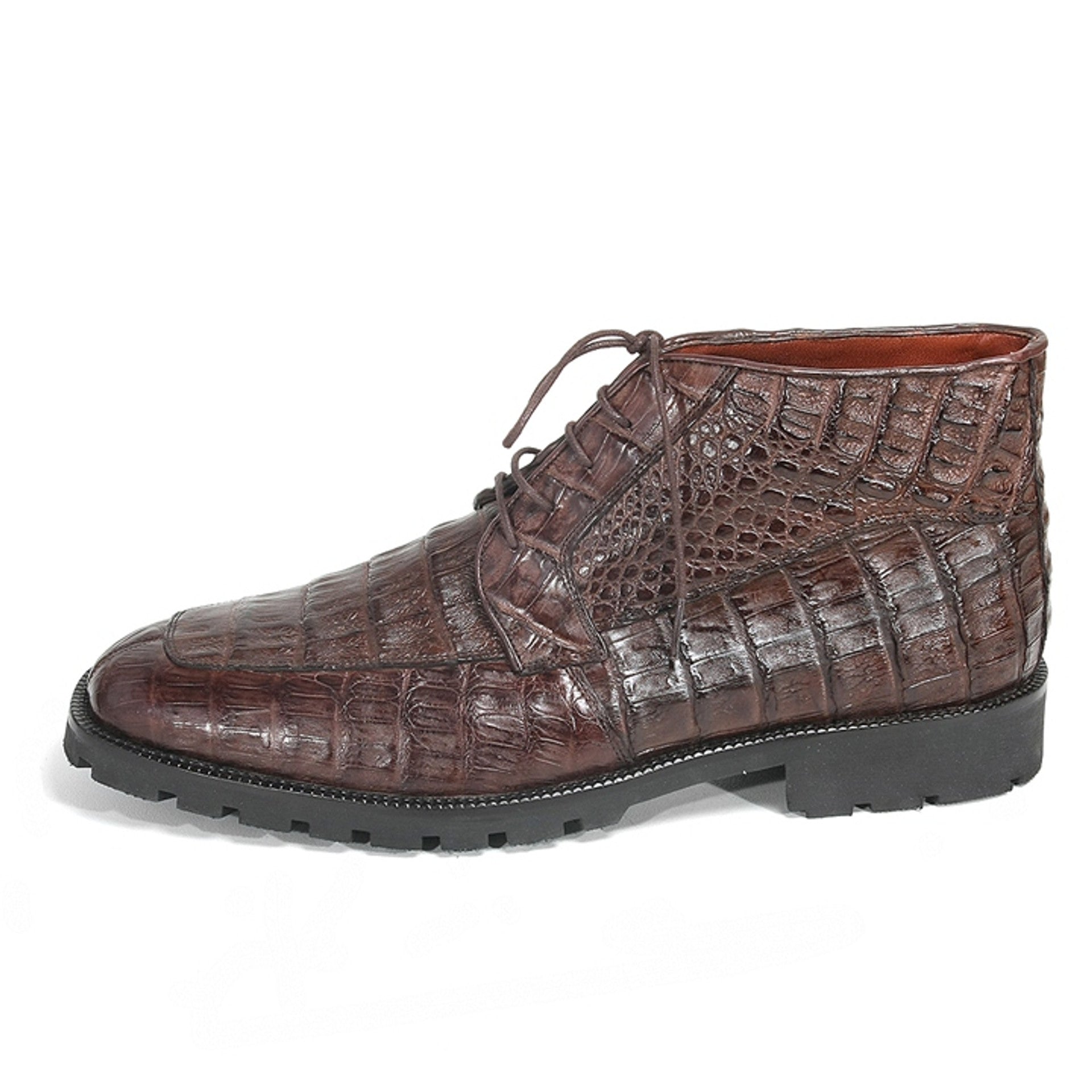Los Altos Brown Genuine Caiman Crocodile Belly Ankle Boots - 8