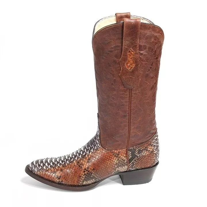 Los Altos Brown Boots Genuine Python Skin - 8