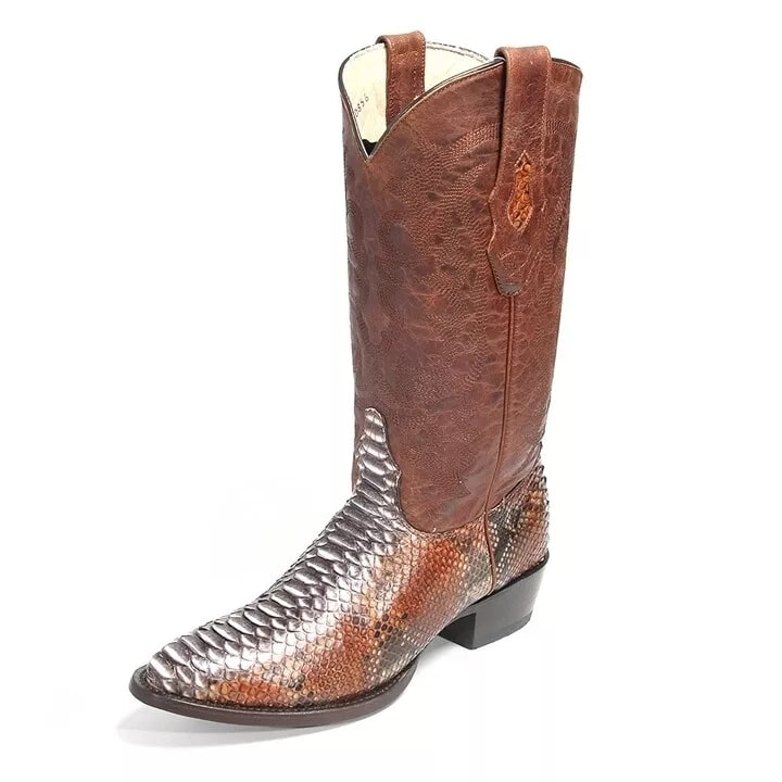 Los Altos Brown Boots Genuine Python Skin - 8