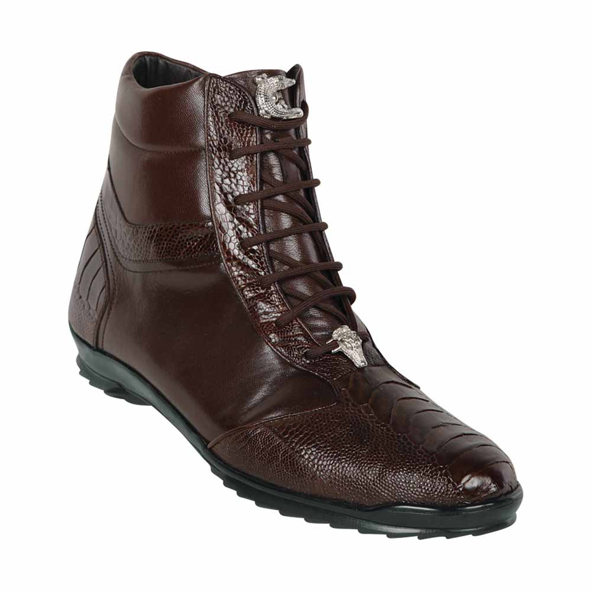Los Altos Genuine Ostrich Leg Brown Casual Ankle Boot - 8