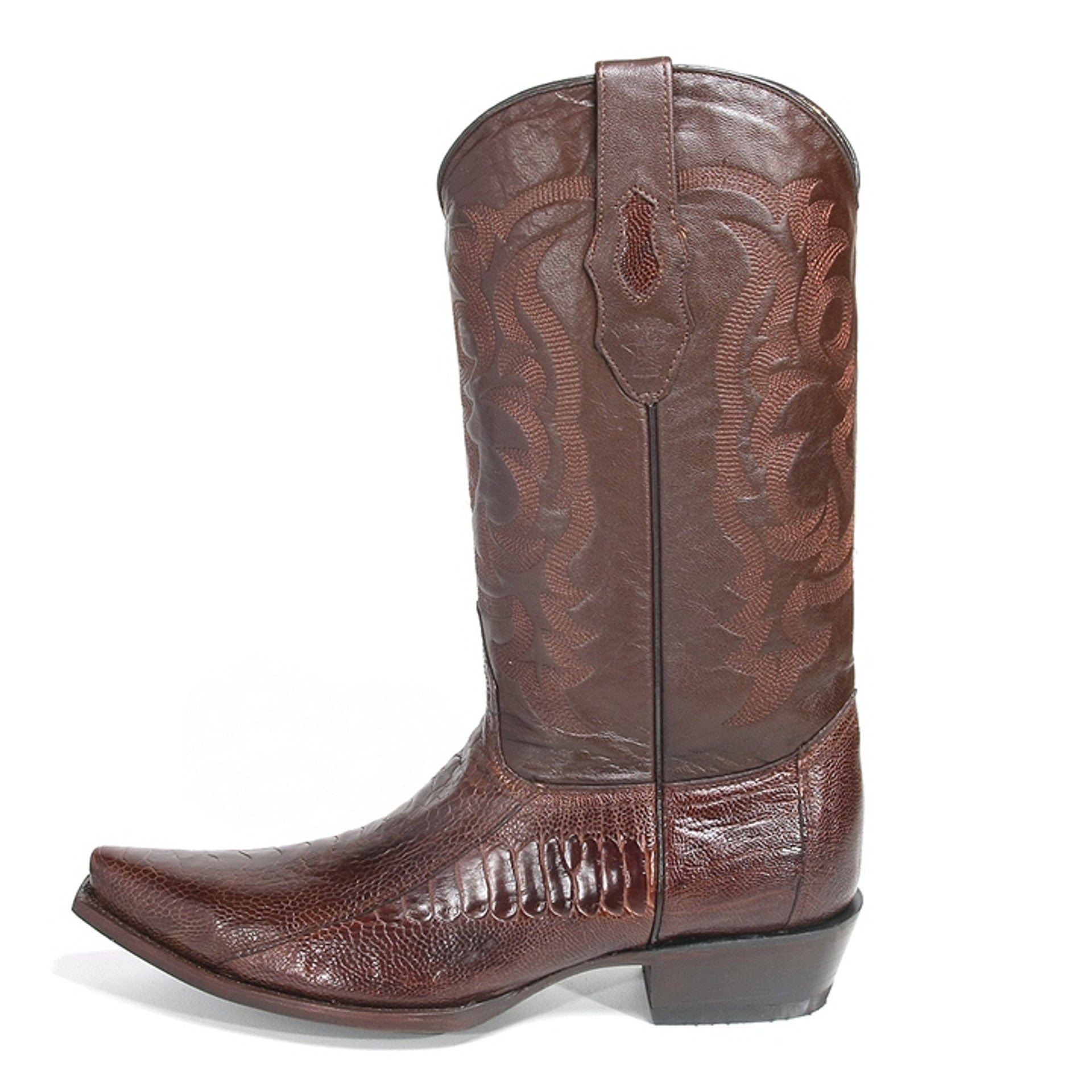 Los Altos Men's Brown Genuine Ostrich Leg Snip Toe Boots - 6