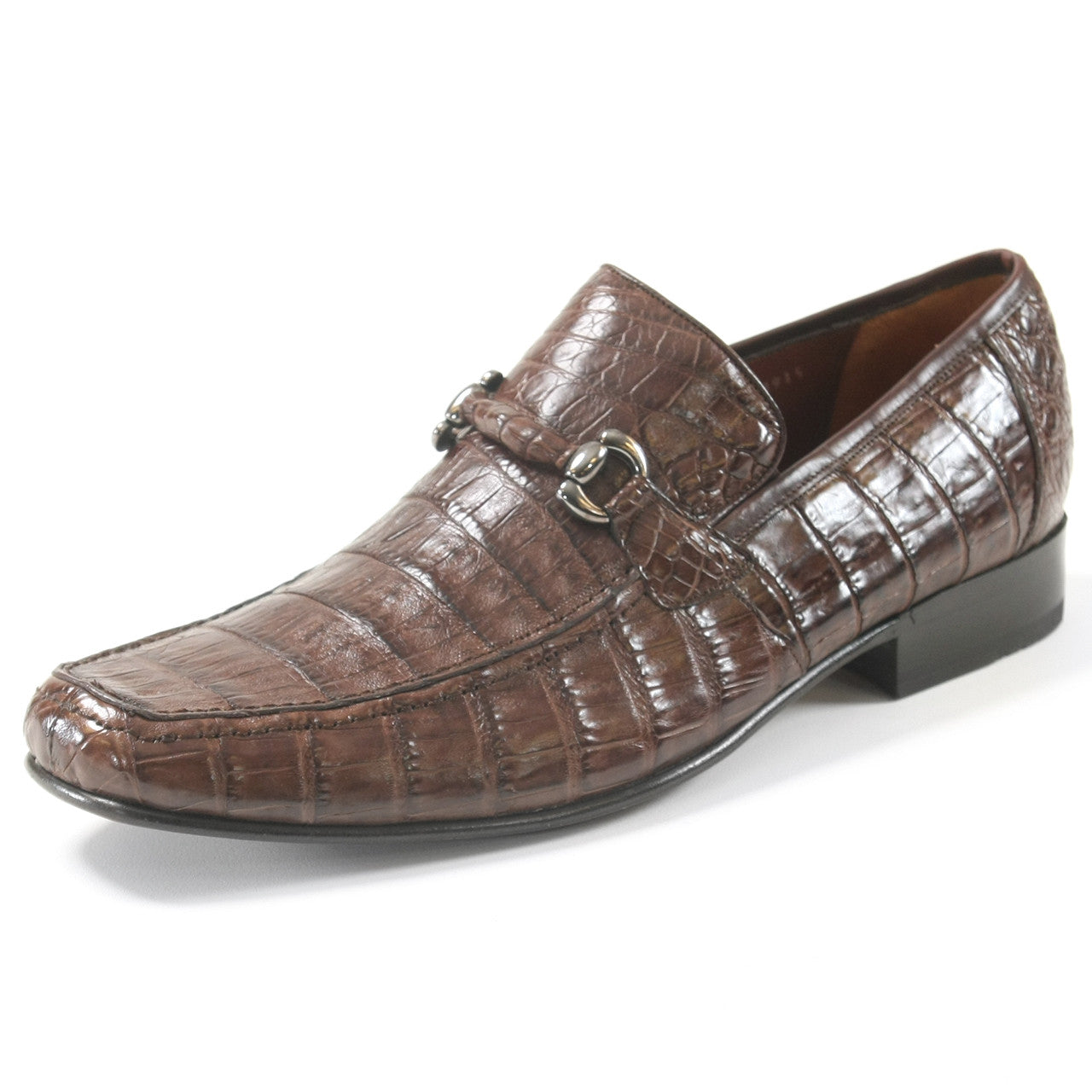 Los Altos Brown Genuine Caiman Crocodile Belly Slip-On Loafers - 8-M