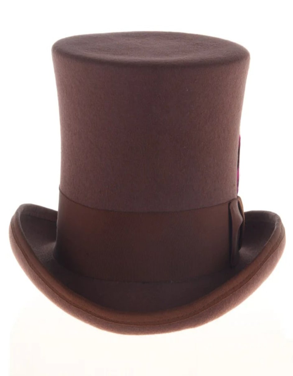 Victorian Steampunk Top Hat - 1800 19th Century - Dressy Loden Felt Top Brown Hat - S