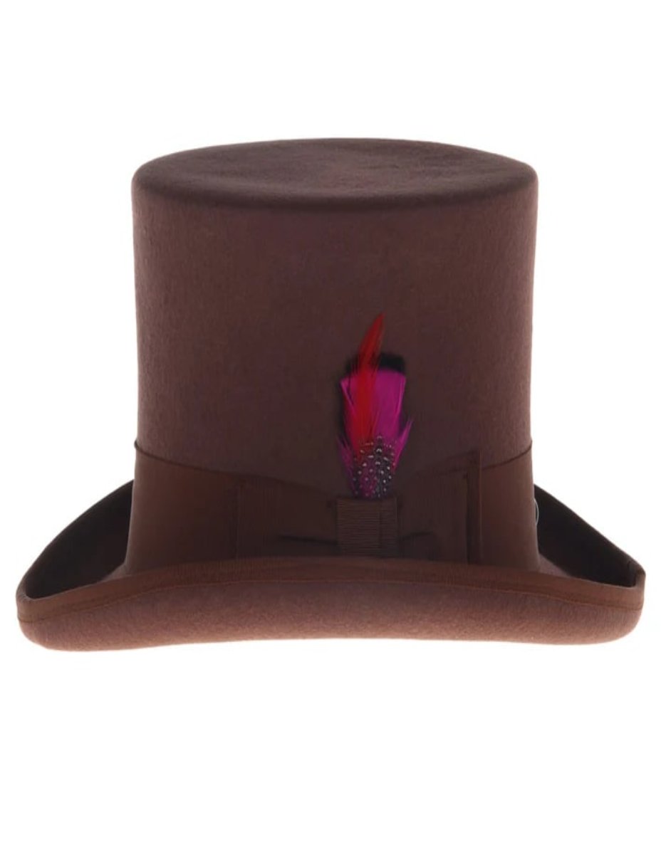 Victorian Steampunk Top Hat - 1800 19th Century - Dressy Loden Felt Top Brown Hat - S