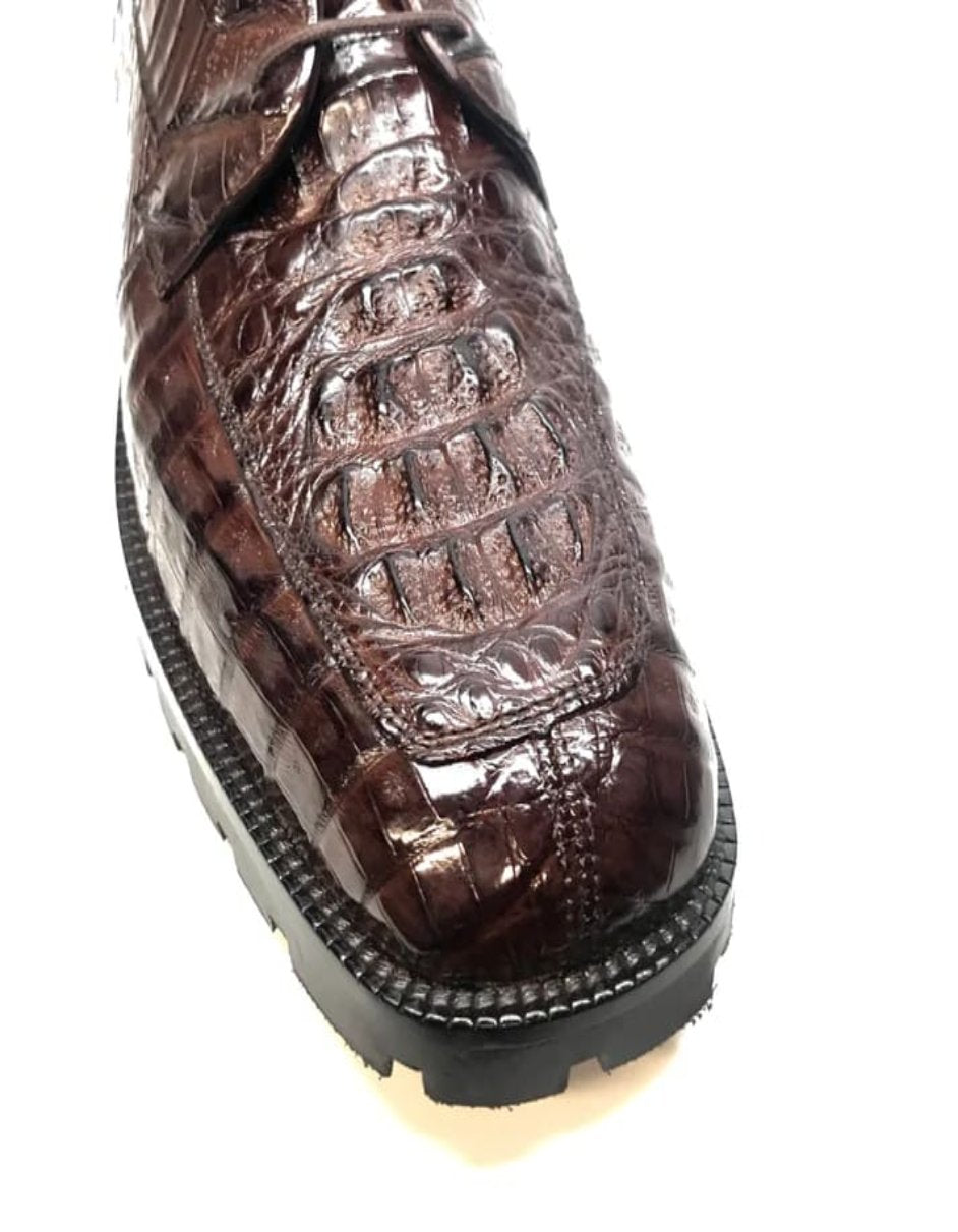 Los Altos Brown Hornback Crocodile Ankle Boots - 8