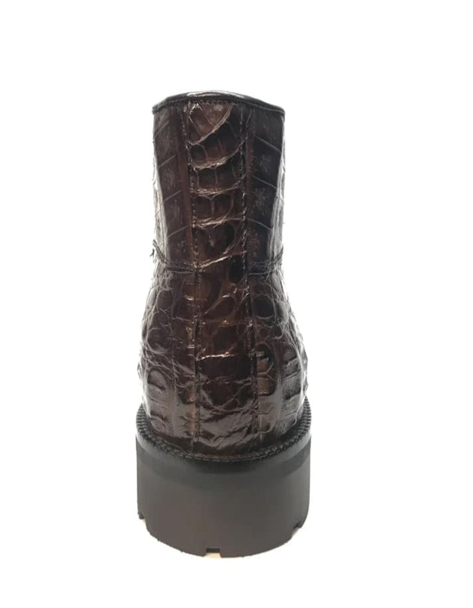 Los Altos Brown Hornback Crocodile Ankle Boots - 8