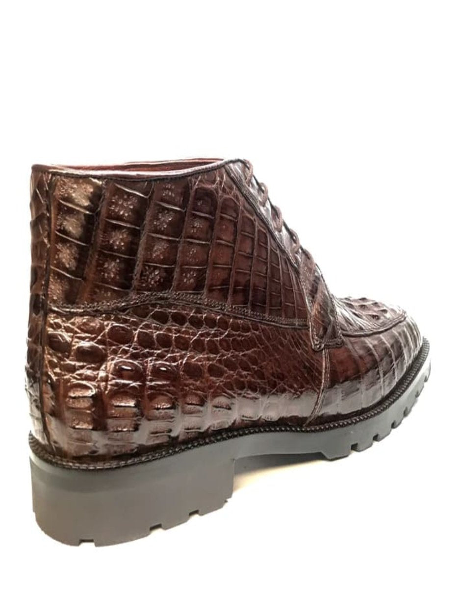 Los Altos Brown Hornback Crocodile Ankle Boots - 8