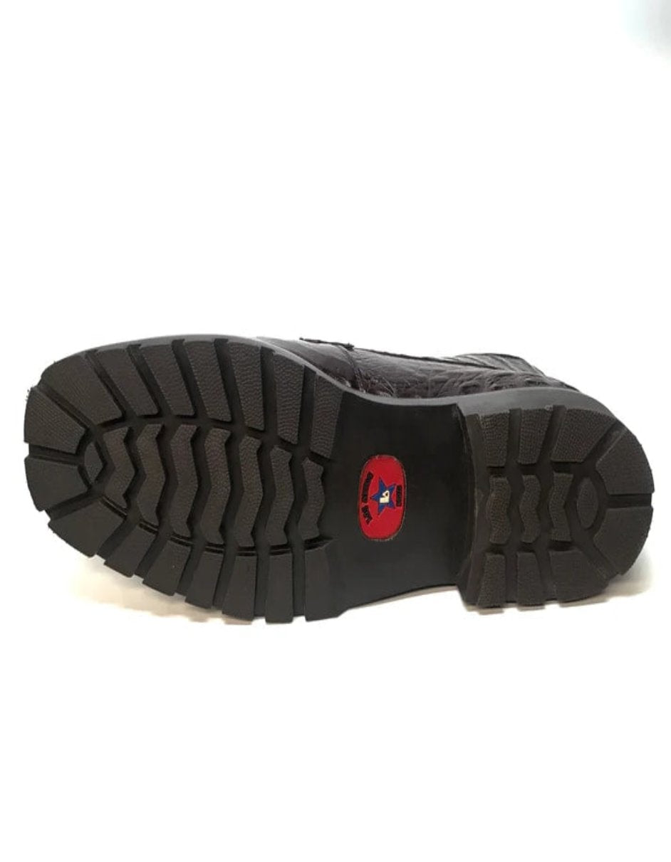 Los Altos Brown Hornback Crocodile Ankle Boots - 8