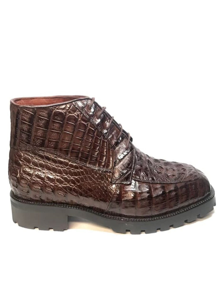 Los Altos Brown Hornback Crocodile Ankle Boots - 8