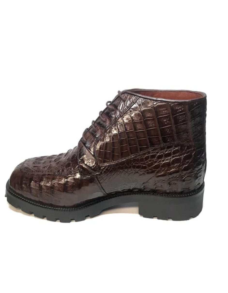 Los Altos Brown Hornback Crocodile Ankle Boots - 8