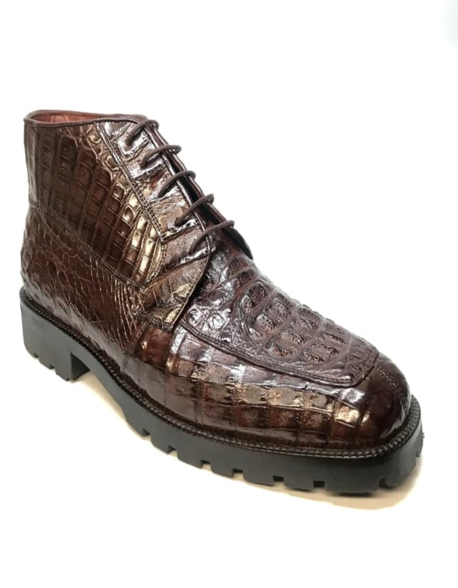Los Altos Brown Hornback Crocodile Ankle Boots - 8
