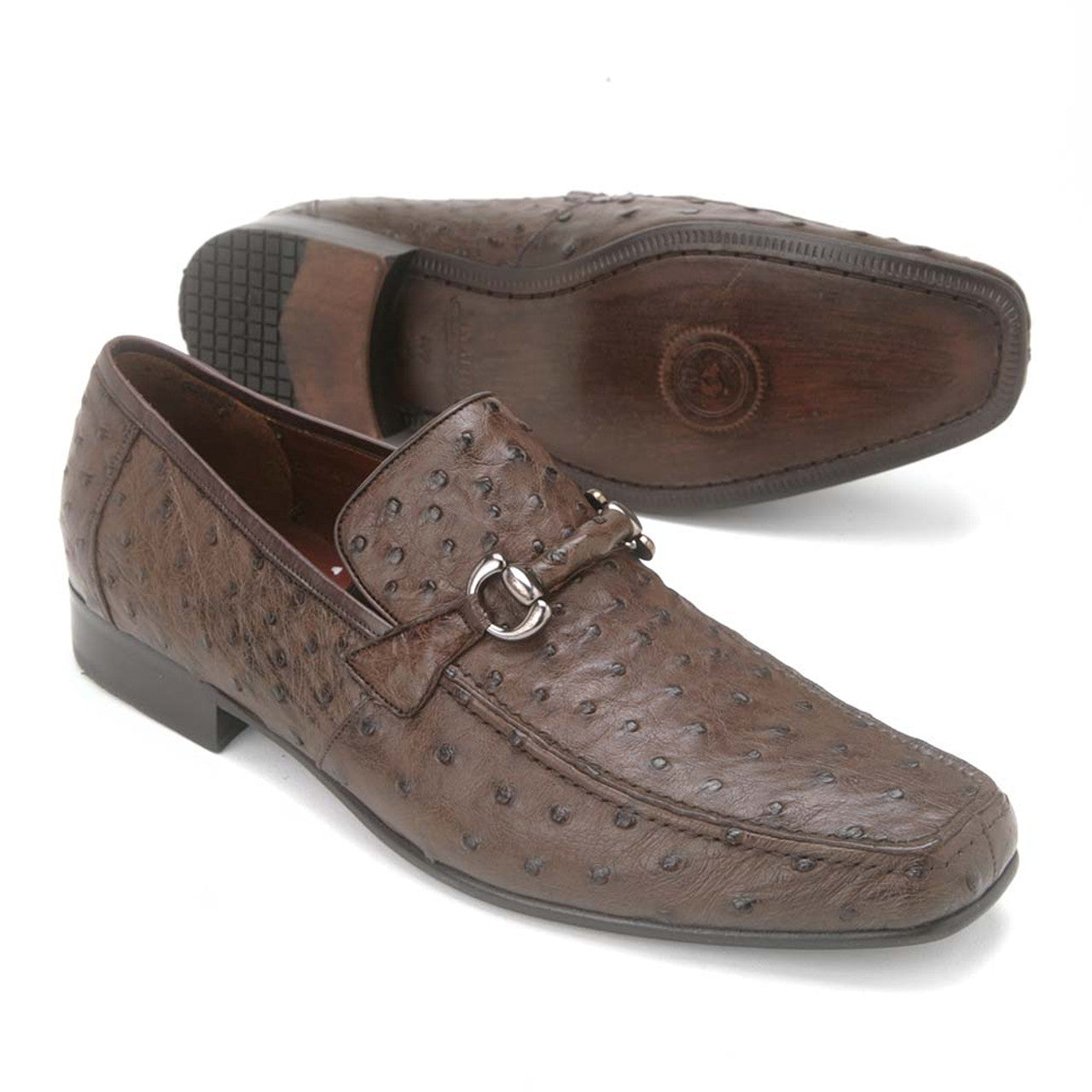 Los Altos Brown Genuine Full Quill Ostrich Slip-On Loafers - 8