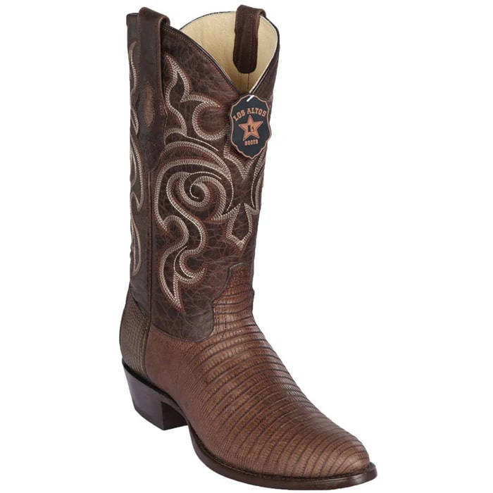 Los Altos Boots - Mens Dress Cowboy Boot - Low Priced Brown Lizard Cowboy Boots- in Brown - 6