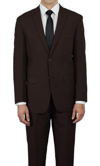 Brown Suit - Mens 2 Button Regular Fit Flat Front Pants Notch Lapel Brown Suit