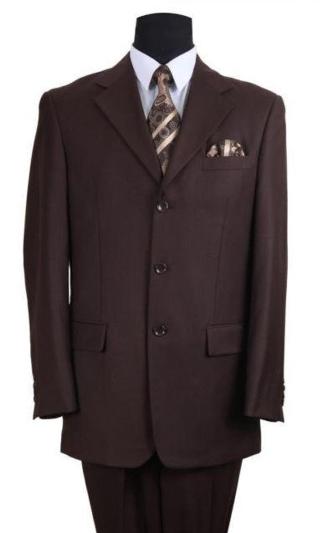 Brown Suit - Men's Brown Heather 3 Button Wool Feel Milano Business Suit