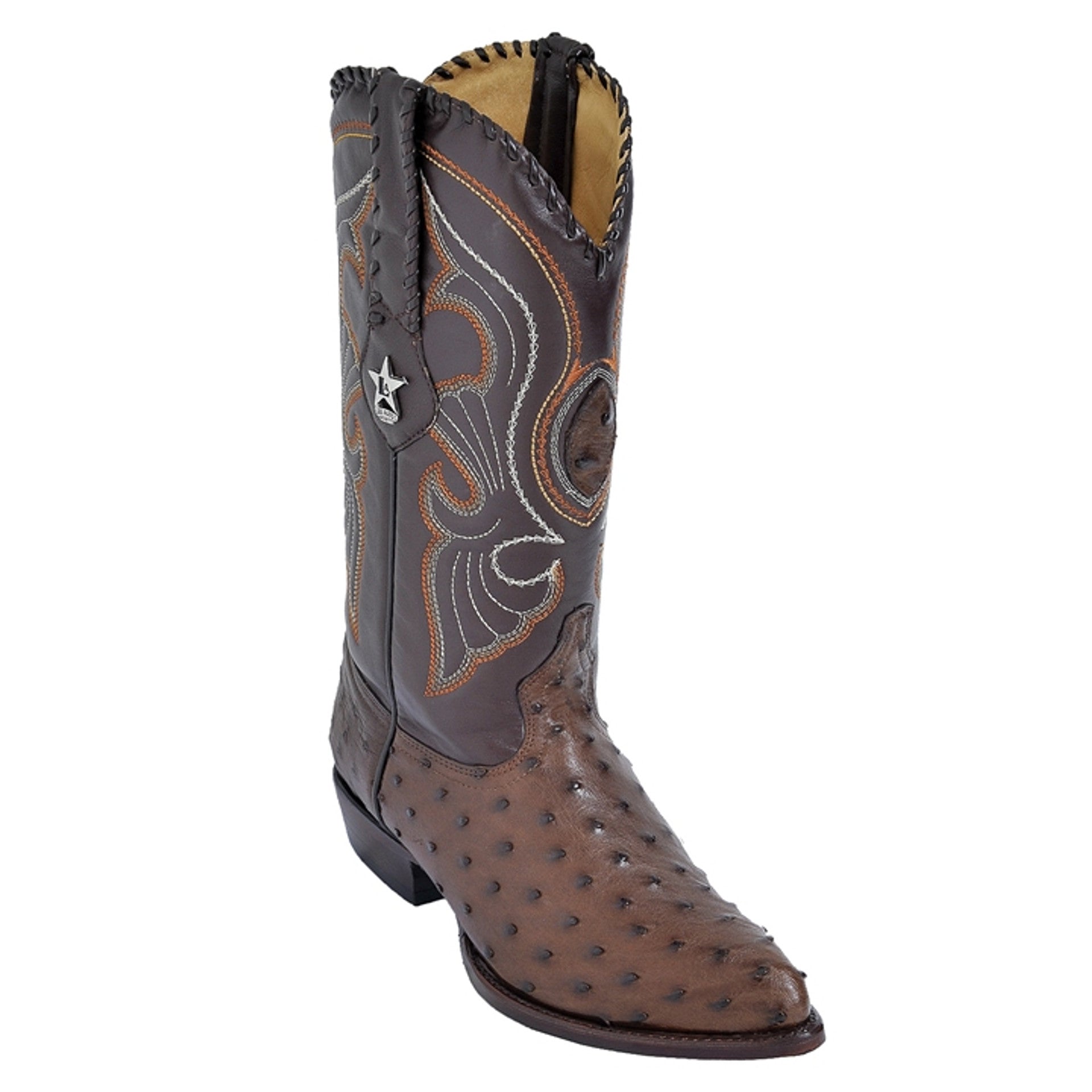 Los Altos Men's Brown Full Quill Ostrich Boots - 6