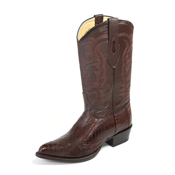 Los Altos Mens Brown Ostrich Leg Boots