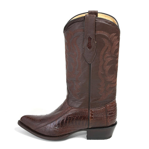 Los Altos Mens Brown Ostrich Leg Boots