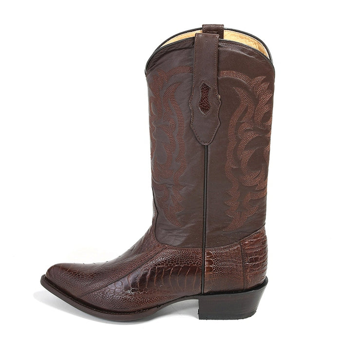 Los Altos Mens Brown Ostrich Leg Boots