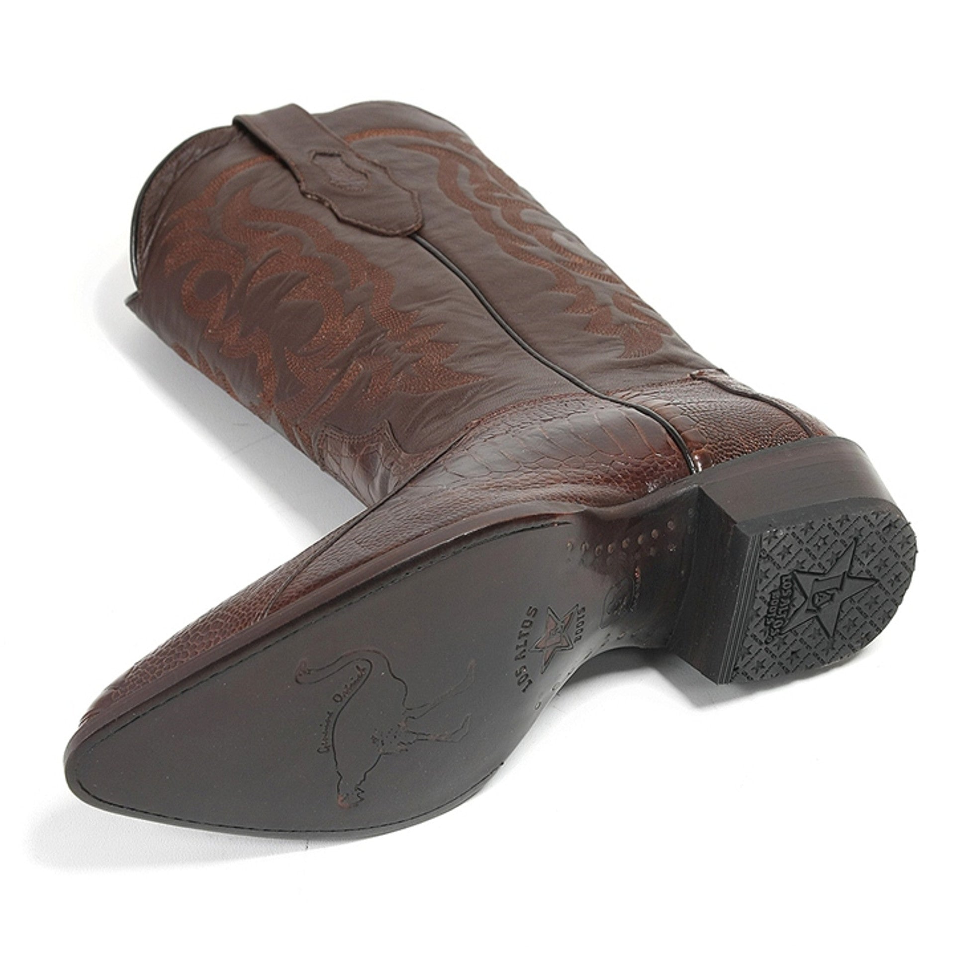 Los Altos Men’s Brown Ostrich Leg Boots - 6