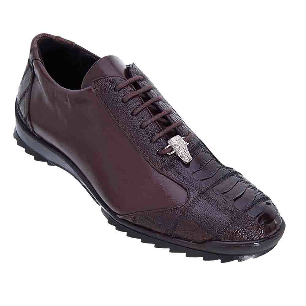 Los Altos Brown Ostrich Patch Work Men's Casual Sneaker - 8-M