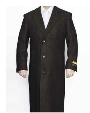 3 Button Ankle length Wool Dress Brown Top Coat/Overcoat | Winter men's Topcoat Sale