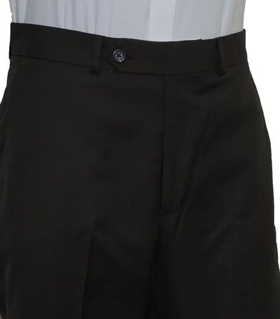 Washable Wool Blend Flat Front Brown Pants