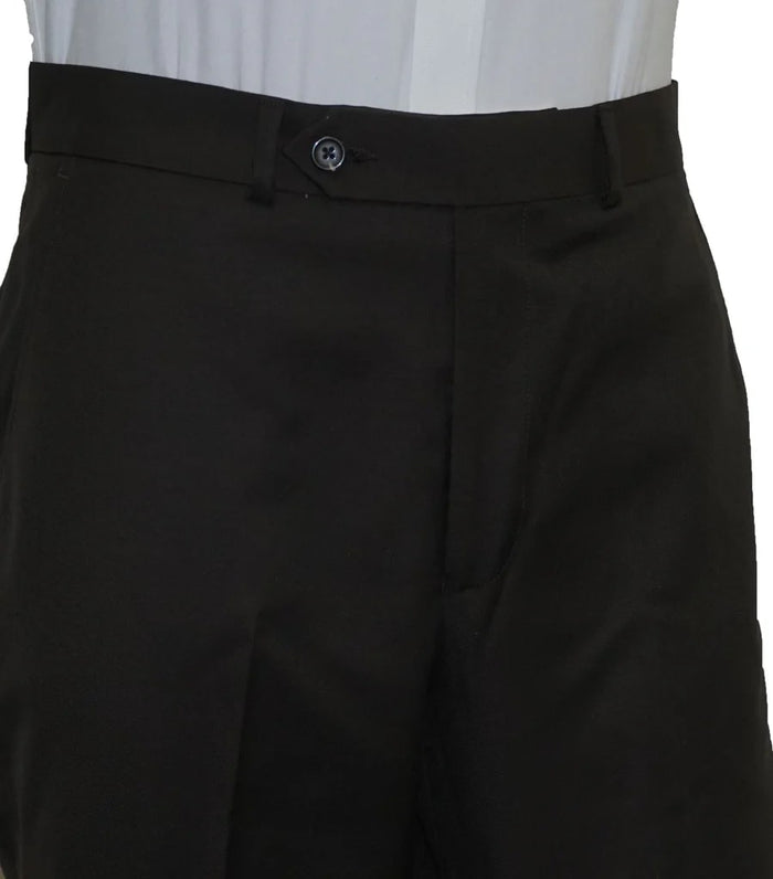 Washable Wool Blend Flat Front Brown Pants