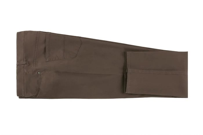 Stretch Cotton Flat Front Pants Straight Legs in Brown - Dress Size Pants : 28