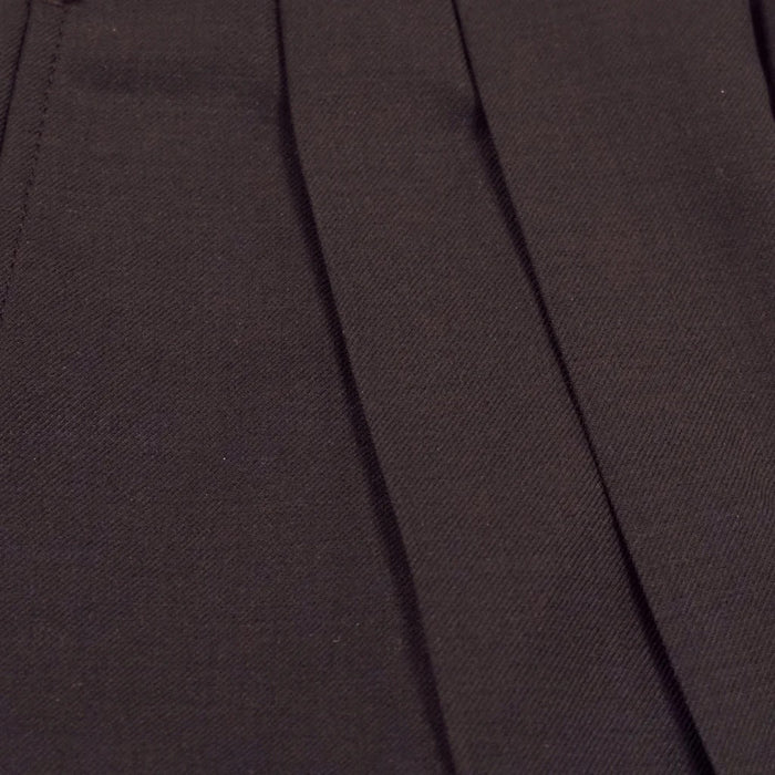 Washable Wool Blend Pleated Brown Pants