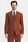 Cheap Priced Suit- Men's Two Button Vested Stacy Adams Basic Designer Sharkskin Brown Rust Suit
