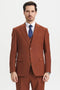 Cheap Priced Suit- Men's Two Button Vested Stacy Adams Basic Designer Sharkskin Brown Rust Suit