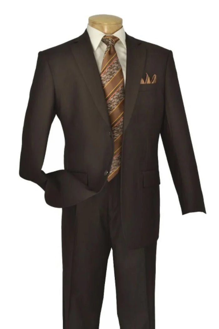 Cheap priced Suit - Mens Modern Fit Two Button Brown Poplin Suit