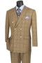 Cheap priced Suit  - Mens Double Breasted Windowpane Plaid Brown Suit