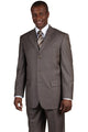 Cheap Priced Suit - Mens Classic 3 Button Wool Feel Suit - Designer Brand Tonal Pinstripe Brown Suit
