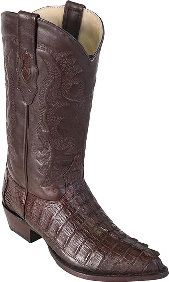 J Toe Cowboy Boots - J Toe Western Boots - Original Brown Caiman (Gator) Tail LeatherJ-Toe Boot - 6 Wide