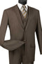 Cheap Priced Suit- Mens Basic 2 Button Vested Brown Suit