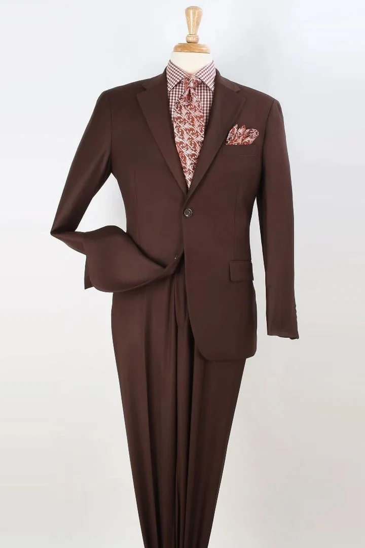 Cheap Suit - Mens Two Button Modern Fit Wool Feel - Designer Brand Brown Suit