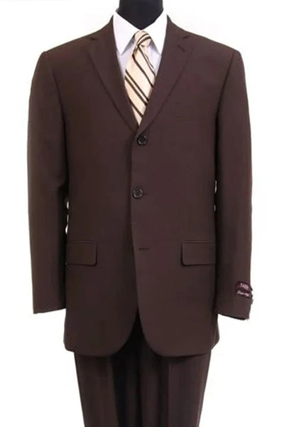 Cheap Priced Suit  -  Men's Basic Three Button Poplin Brown Suit