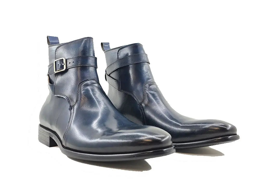 Carrucci Buckle Leather Strap Boots - 7.5