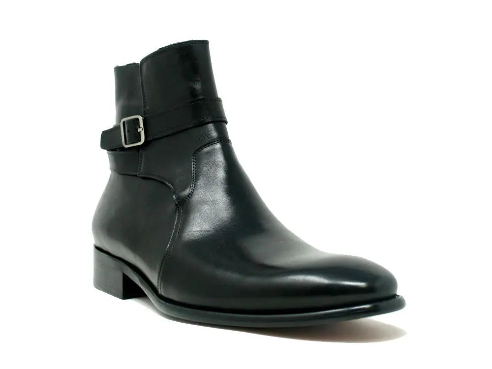 Buckle Leather Strap Boots - 7.5