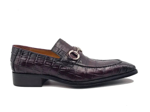 Carrucci Buckle Loafer w Gator Embossed Leather
