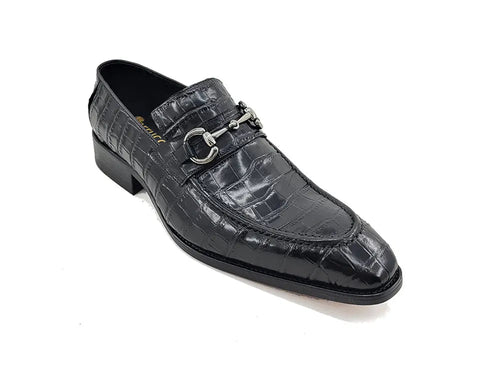 Carrucci Buckle Loafer w Gator Embossed Leather