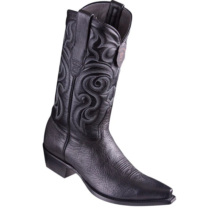 Los Altos Boots - Mens Dress Cowboy Boot - Low Priced Bull Shoulder Cowboy Boots- in Black - 6