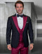 Mens Burgundy 3 PC Modern Fit Tuxedo