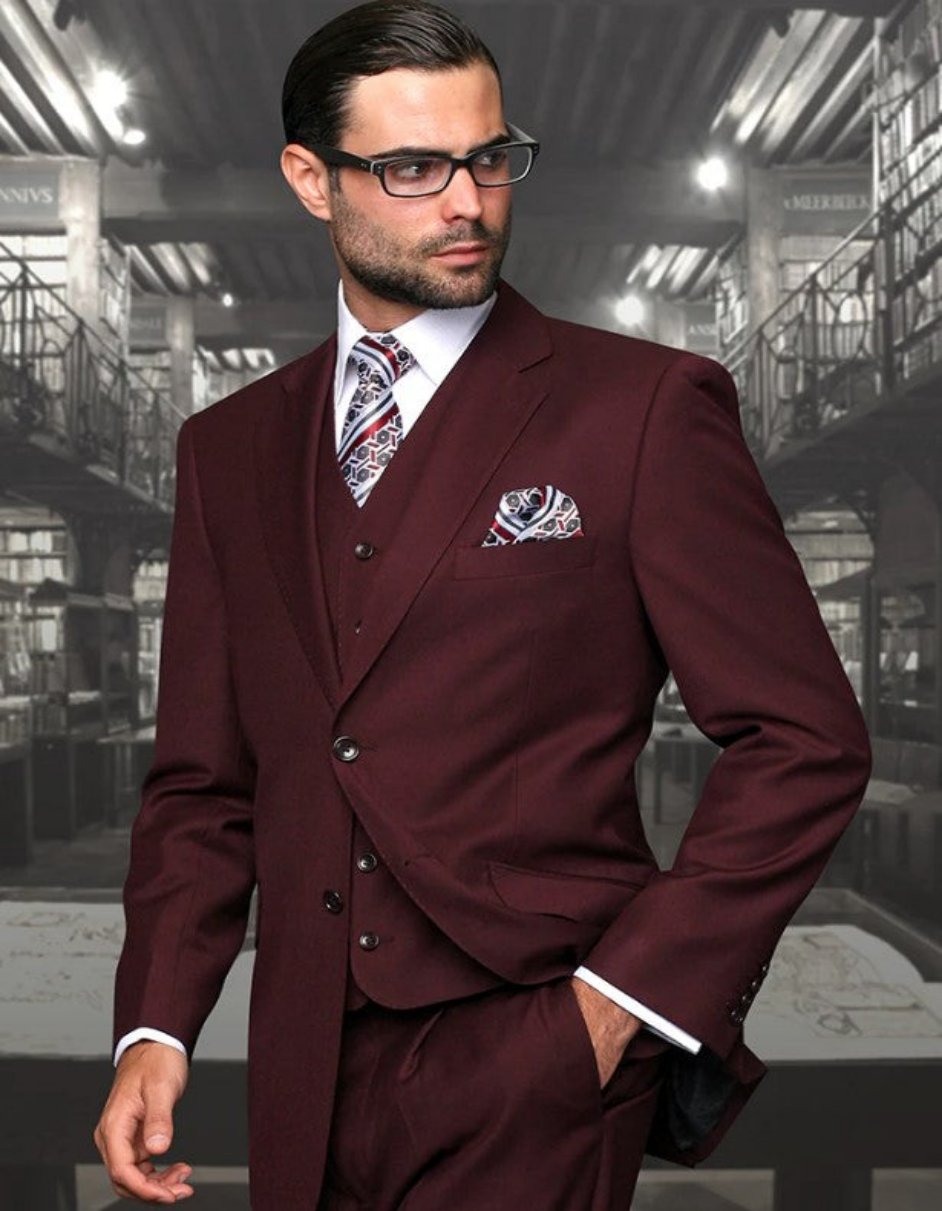 Big and Tall Suit - Burgundy Big and Tall Regular Fit 3 PC Suit