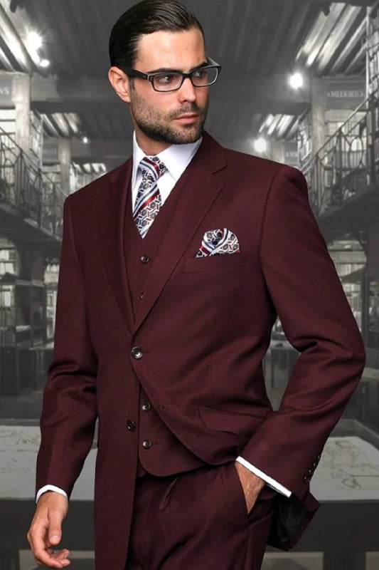 Big and Tall Suit - Burgundy Big and Tall Regular Fit 3 PC Suit