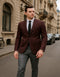 Mens Burgundy Paisley Tuxedo Blazer – Slim Fit Formal Dinner Jacket - Velvet Fabric - Slim Fitted