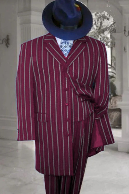 Burgundy Zoot Suit - 1920s Suit - Gangster Long Suit